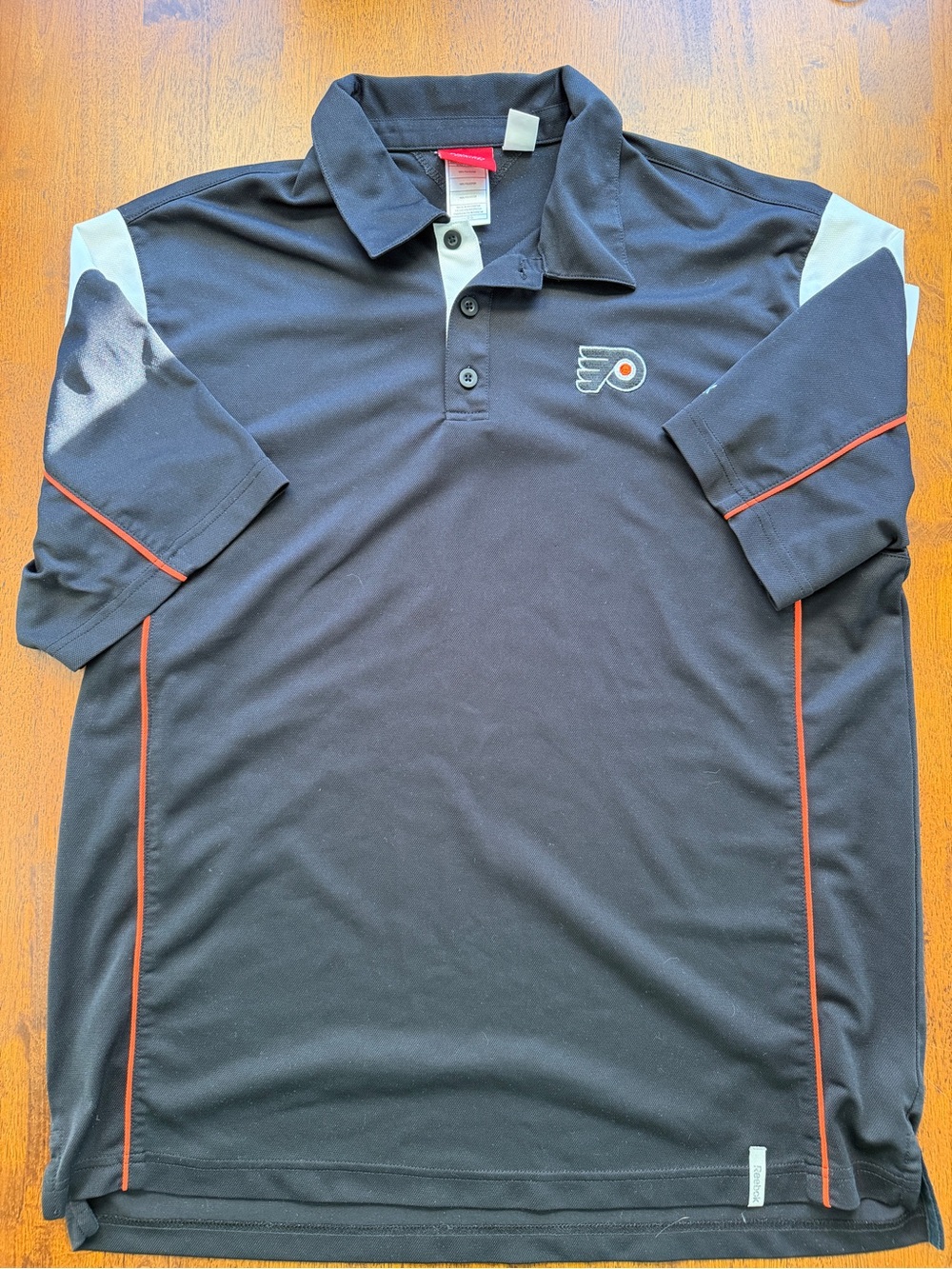 Reebok Philadelphia Flyers Face Off Polo Shirt Men’s Large Black Orange NHL